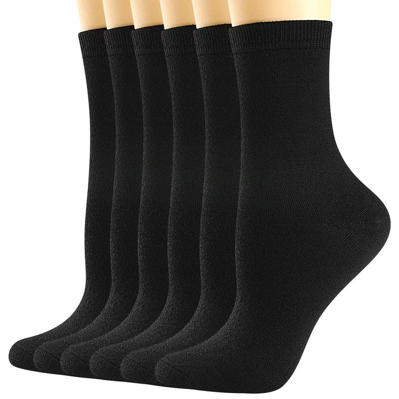BISOUSOX Thin Merino Wool Boot Socks for Women, Warm Black Winter Cozy Comfy Breathable Dress Crew Hiking Socks Womens - Image 1